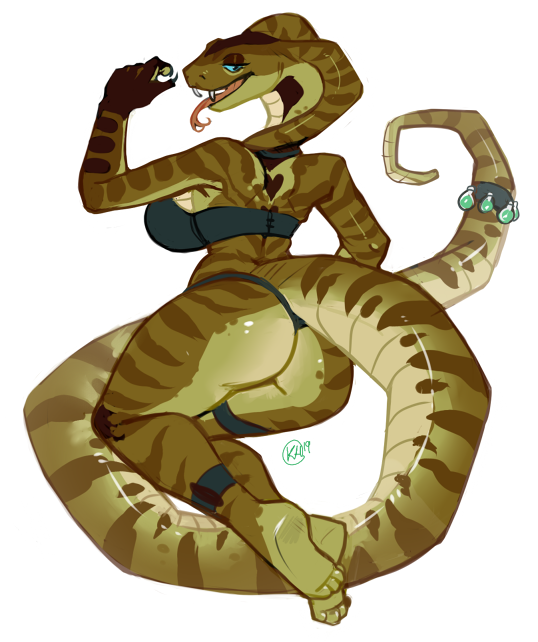 anthro blue_sclera breasts claws clothed clothing female kaitycuddle long_tail looking_back open_mouth potions reptile scalie snake solo teeth