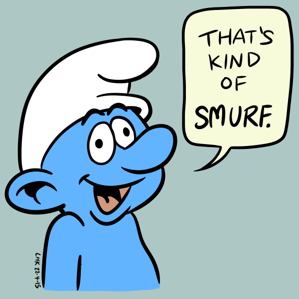 1:1 english_text humanoid lhk male meme reaction_image simple_background smurf solo text that's_kind_of_hot the_smurfs