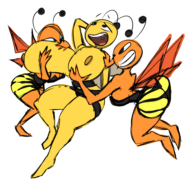 antennae_(anatomy) anthro arthropod bee big_breasts big_butt breasts butt clothed clothing dress female female/female huge_breasts huge_butt humanoid hymenopteran insect insect_wings it's_hip_to_fuck_bees kevemperor nipples non-mammal_breasts not_furry open_mouth russia russian_cooking_oil_commercial simple_background sketch smile wasp white_background wide_hips wings xelbaxexilex олейна
