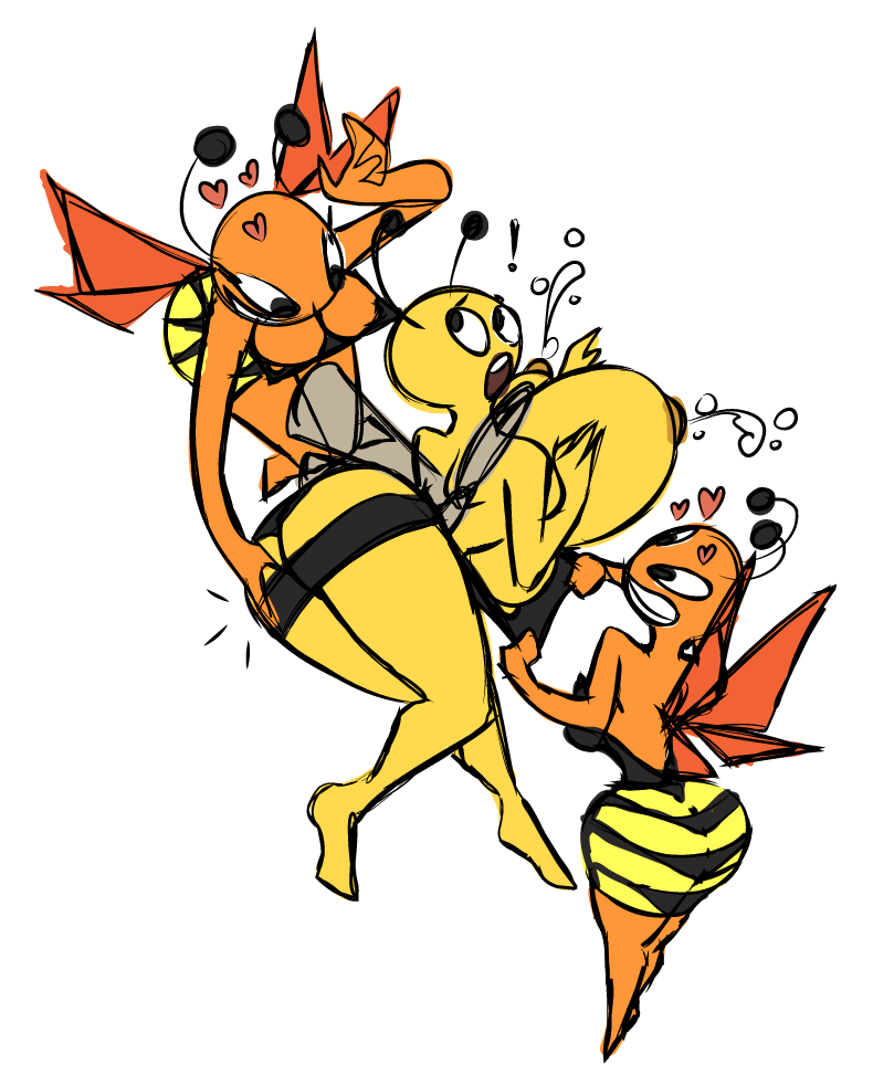 antennae_(anatomy) anthro arthropod bee big_breasts big_butt bodily_fluids breasts butt clothed clothing dress female female/female huge_breasts huge_butt humanoid hymenopteran hyper hyper_breasts insect insect_wings it's_hip_to_fuck_bees kevemperor milk nipples non-mammal_breasts not_furry open_mouth russia russian_cooking_oil_commercial simple_background sketch smile spanking surprise wasp white_background wide_hips wings xelbaxexilex олейна