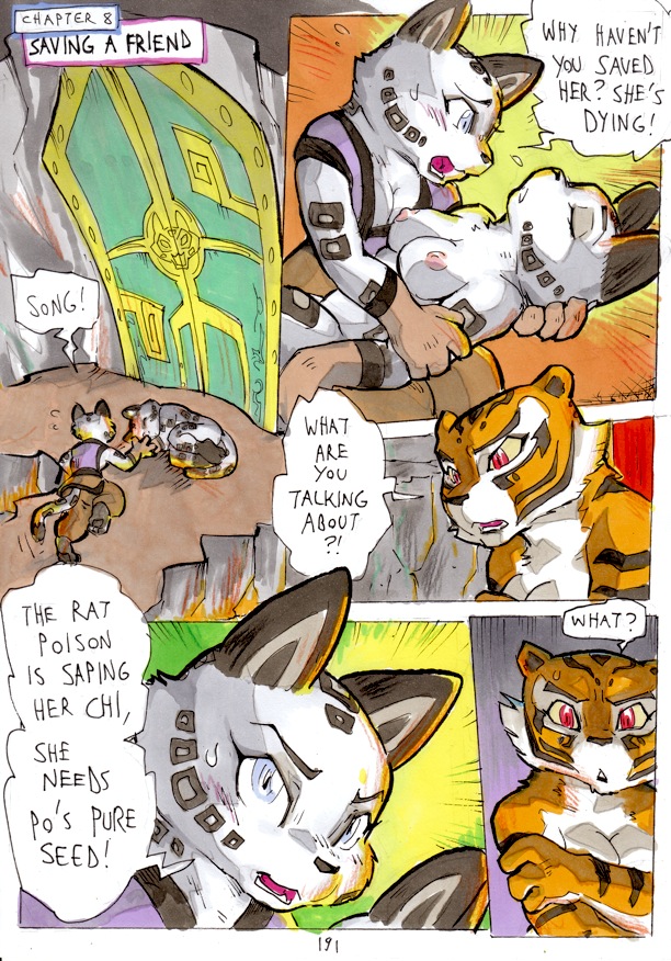 2014 anthro areola better_late_than_never big_breasts breasts comic daigaijin dialogue dreamworks english_text erect_nipples felid female fur kung_fu_panda ladies_of_the_shade leopard mammal master_tigress multicolored_body multicolored_fur nipples nude painting_(artwork) pantherine snow_leopard song_(kung_fu_panda) speech_bubble text tiger traditional_media_(artwork) watercolor_(artwork)