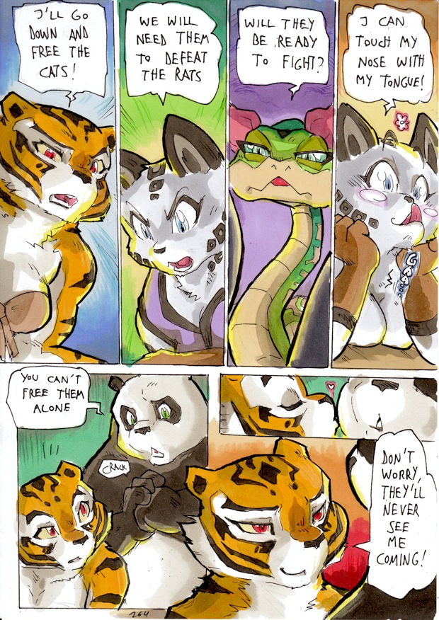 &lt;3 2014 anthro better_late_than_never breasts cleavage clothed clothing comic daigaijin dialogue dreamworks english_text felid female feral fur giant_panda group kissing kung_fu_panda ladies_of_the_shade leopard male mammal master_po_ping master_tigress master_viper multicolored_body multicolored_fur open_mouth painting_(artwork) pantherine reptile scalie snake snow_leopard speech_bubble text tiger tongue tongue_out traditional_media_(artwork) ursid watercolor_(artwork)