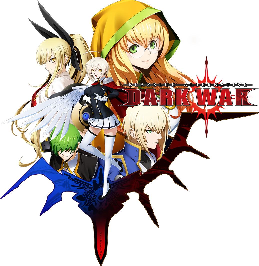 2boys 3girls ahoge armor blazblue blazblue:_bloodedge_experience blazblue_alternative:_dark_war blazblue_phase_0 blonde_hair bow breasts capelet ciel_sulfur collared_shirt eyebrows_visible_through_hair full_body glasses gloves green_eyes hair_bow hair_over_eyes hair_ribbon hood jin_kisaragi kazuma_kuvaru key_visual logo long_hair looking_at_viewer medium_breasts military military_uniform mori_toshimichi multiple_boys multiple_girls official_art pauldrons ponytail rachel_alucard raquel_alucard red_capelet red_neckwear ribbon round_eyewear shirt short_hair shoulder_armor skirt smile thighhighs third-party_source tied_hair transparent_background trinity_glassfield uniform vampire white_legwear wings yellow_eyes