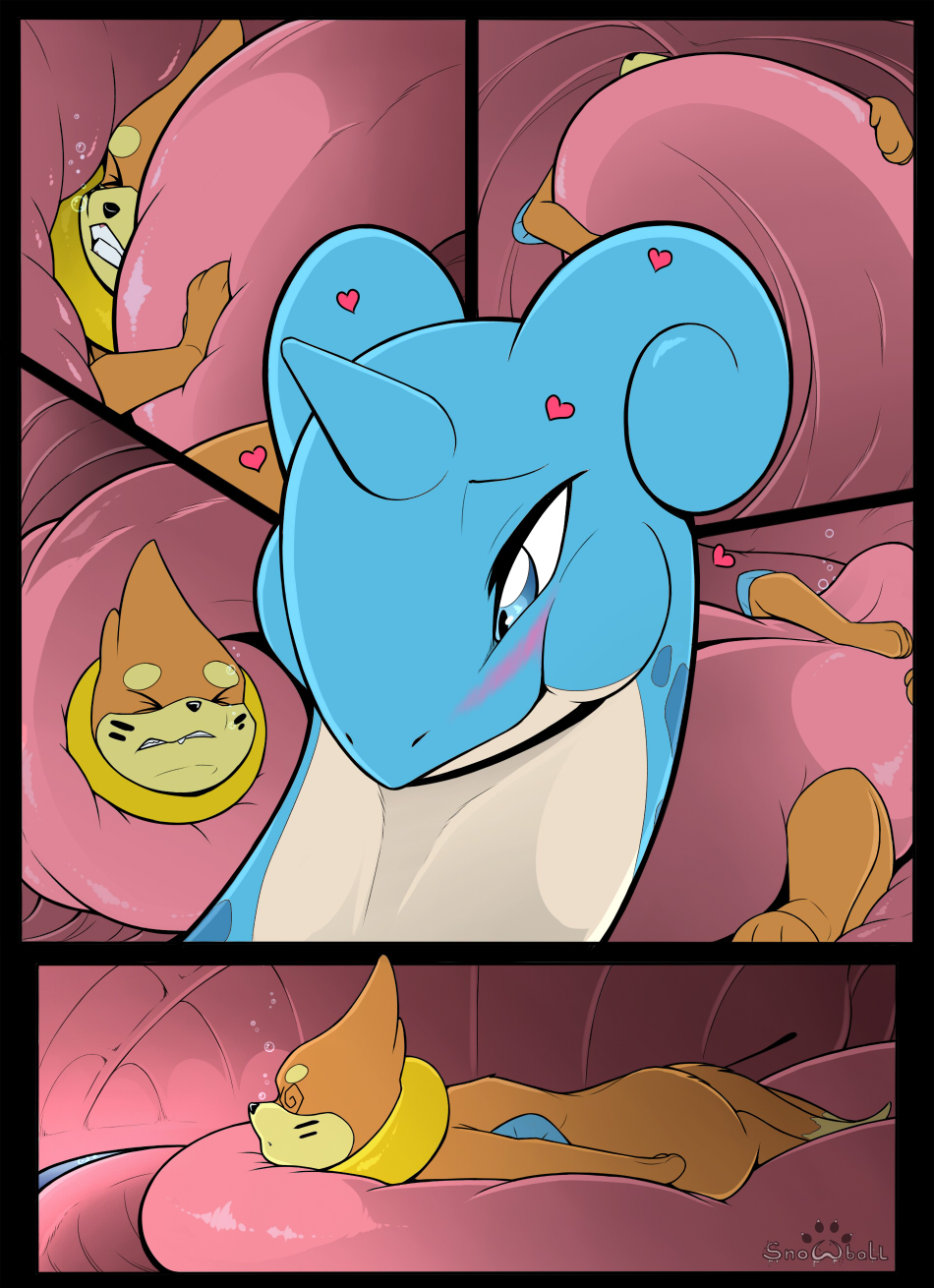 &lt;3 2019 3_toes ambiguous_gender big_tongue black_border black_markings black_nose blue_body blue_eyes blue_skin blue_spots blush border bubble buizel chewing comic cutaway detailed_background digital_drawing_(artwork) digital_media_(artwork) dipstick_tail dizzy duo eyes_closed facial_markings fangs feral fin fur head_markings horn in_mouth internal lapras looking_down markings mouth_shot multi_tail multicolored_tail multiple_scenes nintendo nude on_tongue oral_vore orange_body orange_fur paws pink_tongue pok&eacute;mon pok&eacute;mon_(species) s2-freak sea side_view signature size_difference soft_vore spots spotted_body spotted_skin tan_body tan_fur tan_skin teeth toes tongue tuft underwater video_games vore water watermark