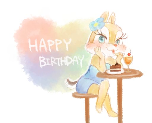 anthro aomaroo blue_clothing blue_dress blue_eyes blush cake chair cheek_tuft cherry chipmunk chipmunk_tail clarice_(disney) clothed clothing crossed_legs disney dress english_text facial_tuft flower food fruit furniture glass ground_squirrel headgear iasatay leaning leaning_forward mammal plant rodent sciurid sitting table text tongue tongue_out tuft