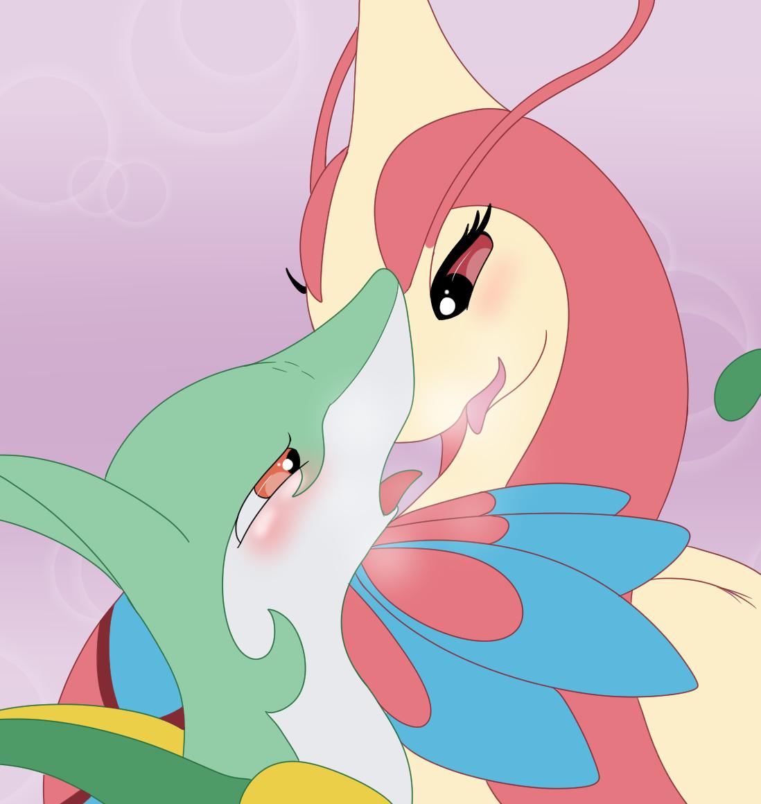 blush duo eyelashes female feral frostyribbons milotic nintendo open_mouth pok&eacute;mon pok&eacute;mon_(species) serperior tongue tongue_out video_games