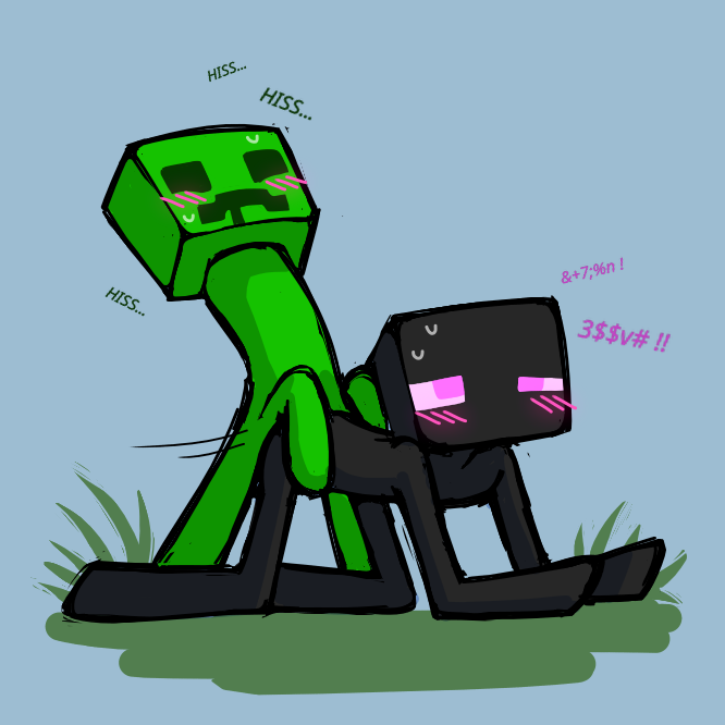 1:1 ambiguous/ambiguous ambiguous_gender ambiguous_penetration blush creeper enderman from_behind_position half-closed_eyes looking_pleasured minecraft narrowed_eyes not_furry penetration sex unknown_artist video_games