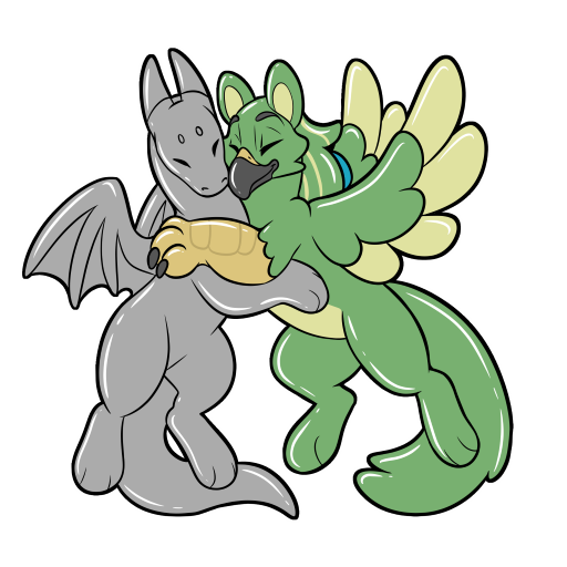 animate_inanimate avian dragon duo feathered_wings feathers feral gryphon inflatable living_inflatable mythological_avian mythological_creature mythological_scalie mythology scalie symrea telegram_sticker wings