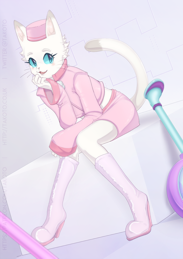 anthro blinx:_the_time_sweeper blinx_the_time_sweeper blue_eyes blush boots bottomwear catherine_(blinx) clothed clothing digital_drawing_(artwork) digital_media_(artwork) domestic_cat felid feline felis female footwear fur hat headgear headwear looking_at_viewer mammal microsoft sitting skirt solo video_games white_body white_fur xbox_game_studios