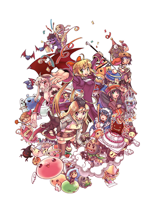 2000s_(style) 6+boys 6+girls alarm_(ragnarok_online) alcohol alice_(ragnarok_online) angel_wings angeling armor armored_skirt bad_id bandages bat_(animal) bear_hat beer beer_mug black_shirt black_thighhighs blonde_hair blue_hair blue_hat blunt_bangs blush_stickers bongun bow box boxing_gloves breastplate breasts broom brown_eyes brown_hair brown_thighhighs cake candle cape chainmail chandelier clock closed_eyes cloud club_(weapon) colored_skin commentary_request confetti cookie_(ragnarok_online) copyright_notice creature cup cupid dated_commentary demon_girl detached_sleeves dokebi dress drops_(ragnarok_online) face_punch false_angel familiar_(ragnarok_online) fire flora_(ragnarok_online) flower food full_body ghost ghostring gift gift_box goblin_(ragnarok_online) goblin_mask green_eyes hair_bow halo hat hermit_plant holding holding_broom hug hug_from_behind hyegun in_the_face jiangshi juliet_sleeves knight_(ragnarok_online) korean_commentary leaf leaning_forward long_hair long_sleeves looking_at_viewer lude_(ragnarok_online) maid marin_(ragnarok_online) marionette marionette_(ragnarok_online) marse_(ragnarok_online) masked medium_breasts mimic mimic_(ragnarok_online) mimic_chest mini_demon monkey monster monster_gogo mouse_(animal) mug multiple_boys multiple_girls mummy mummy_(ragnarok_online) munak mushroom myst_case official_art ofuda open_mouth pauldrons pink_flower pointy_ears poison_spore poring priest_(ragnarok_online) puffy_sleeves punching puppet purple_dress purple_skin quve_(ragnarok_online) raccoon ragnarok_online reaching reaching_towards_viewer red_bow red_cape red_eyes red_hat red_sleeves shirt short_hair shoulder_armor simple_background small_breasts smile smokie_(ragnarok_online) spiked_club succubus_(ragnarok_online) tarou_(ragnarok_online) thighhighs traditional_halo triangular_headpiece violy weapon whisper_(ragnarok_online) white_background white_wings wings yellow_halo yoyo_(ragnarok_online) zombie zombie_(ragnarok_online)