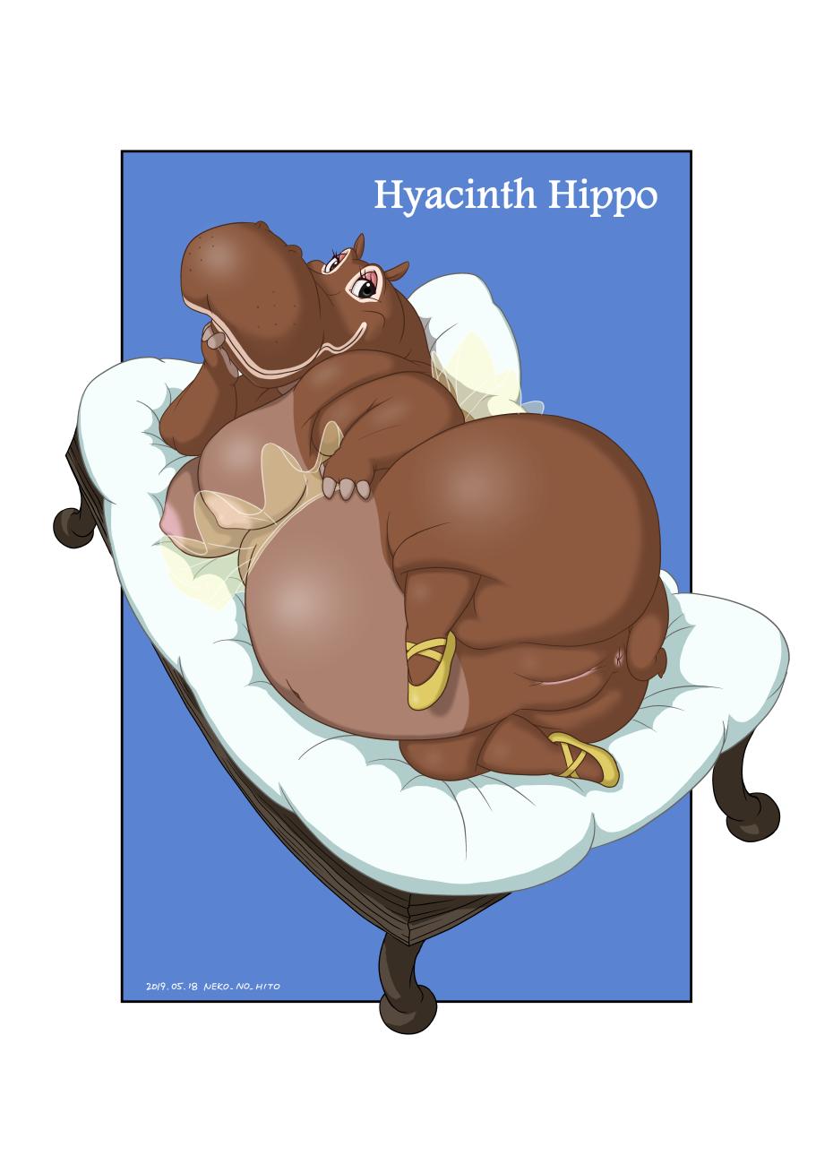 anthro anus belly big_belly breasts common_hippopotamus disney fantasia female genitals hi_res hippopotamid hyacinth_hippo mammal neko_no_hito nipples overweight overweight_female pussy solo