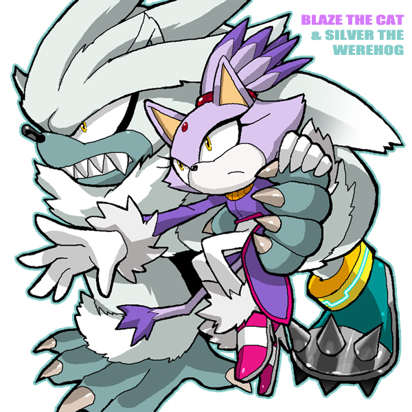 1:1 2008 alternate_species anthro blaze_the_cat blblchiyori carrying claws clothing domestic_cat duo english_text eulipotyphlan felid feline felis female footwear fur gloves grey_body grey_fur handwear hedgehog holding_character male mammal purple_body purple_fur sharp_teeth shoes silver_the_hedgehog simple_background sonic_the_hedgehog_(series) teeth text were wereeulipotyphlan werehog white_background yellow_eyes