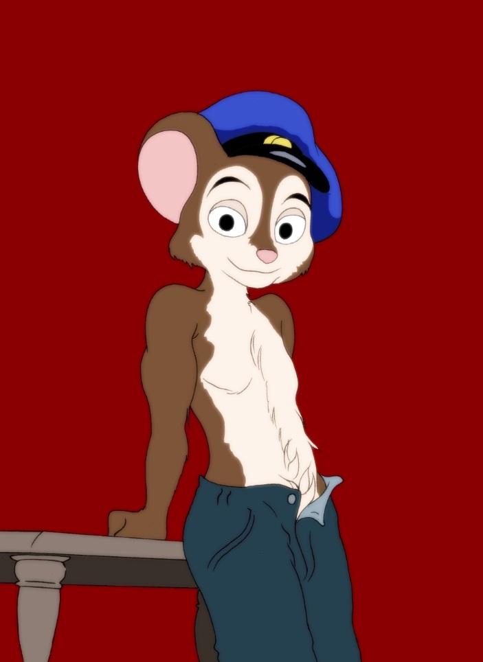 an_american_tail anthro black_eyes bottomwear clothing don_bluth fievel_mousekewitz grummancat hat headgear headwear jeans looking_at_viewer male mammal mouse murid murine pants rodent solo unbuttoned_pants