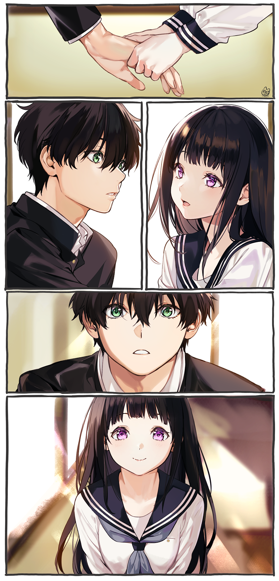 chitanda_eru hyouka mery_(apfl0515) oreki_houtarou seifuku