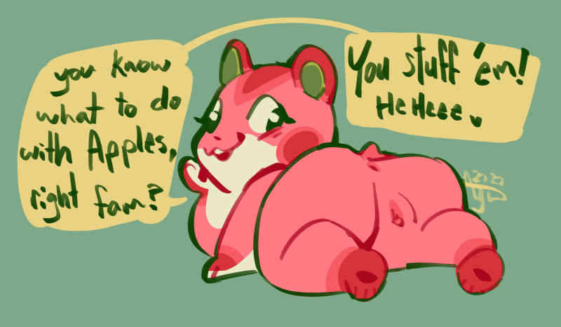 animal_crossing anthro apple_(animal_crossing) blush butt cricetid female flipside fur genitals hamster looking_at_viewer mammal nintendo nude open_mouth presenting presenting_hindquarters presenting_pussy pussy rodent simple_background smile solo text video_games