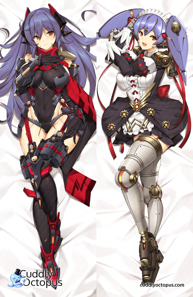 1girl 2girls android areolae bare_shoulders blush breasts closed_mouth commission covered_navel cuddly_octopus dakimakura dual_persona elbow_gloves eyebrows_visible_through_hair gloves hana_(xenoblade) hana_jd hana_jk hand_on_own_chest highres large_breasts long_hair looking_at_viewer lying maid maid_headdress multiple_girls multiple_persona navel nipples open_mouth orange_eyes purple_hair smile tagme thighhighs thighs tony_guisado very_long_hair xenoblade_(series) xenoblade_2