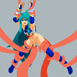 1boy anal animated armpits blue_eyes elbow_gloves gloves goushu long_hair lowres m.u.g.e.n mira_misciano navel original otoko_no_ko penis penis_milking pixel_art replaceme solo tagme tentacle_job tentacles testicles thighhighs ugoira