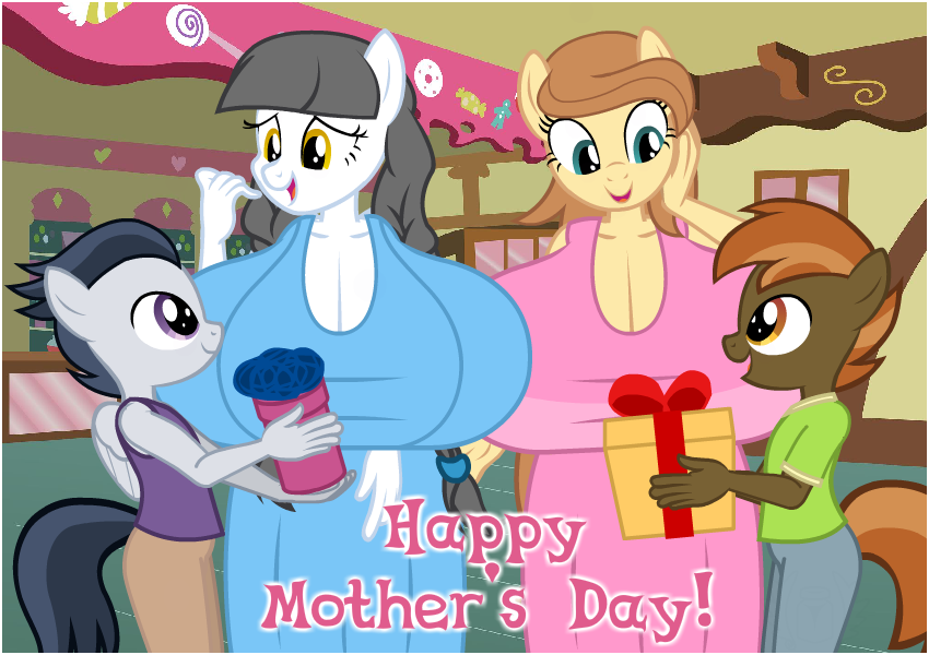 anthro big_breasts border bottomwear breasts button_mash_(mlp) caring_hearts_(mlp) clothed clothing cream_heart_(mlp) dress earth_pony equid equine fan_character female flashequestria friendship_is_magic gift group holidays horse huge_breasts hyper male male/female mammal mother mother's_day mother_and_child mother_and_son my_little_pony pants parent parent_and_child pegasus pony public rumble_(mlp) shirt son topwear white_border wings wrapped