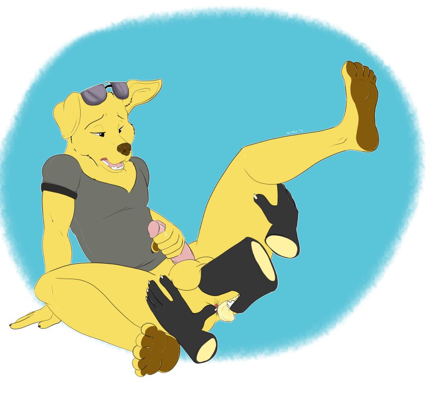 ambiguous_gender anal anthro anthro_on_anthro balls bird_dog bojack_horseman bottomless canid canine canis clothed clothing disembodied_hand disembodied_mouth domestic_dog duo erection eyewear eyewear_on_head feet genitals holding_penis humanoid_feet humanoid_genitalia humanoid_penis hunting_dog labrador leg_gran male male/ambiguous male_focus mammal masturbation merffle mr._peanutbutter netflix one_leg_up oral penile penile_masturbation penis raised_leg reclining retriever rimming sex shirt soles solo_focus spread_legs spreading sunglasses sunglasses_on_head t-shirt topwear