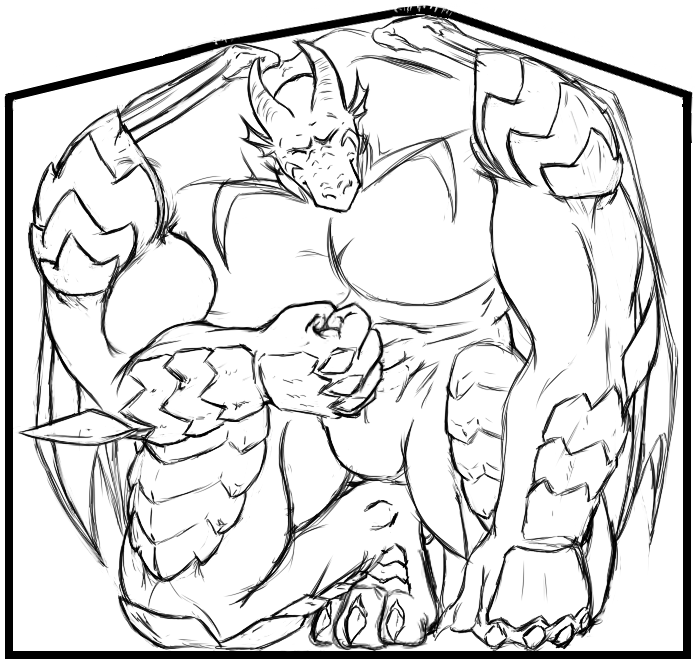 anthro black_and_white dragon growth lethias male minnigan monochrome muscle_growth muscular muscular_male scales solo wings
