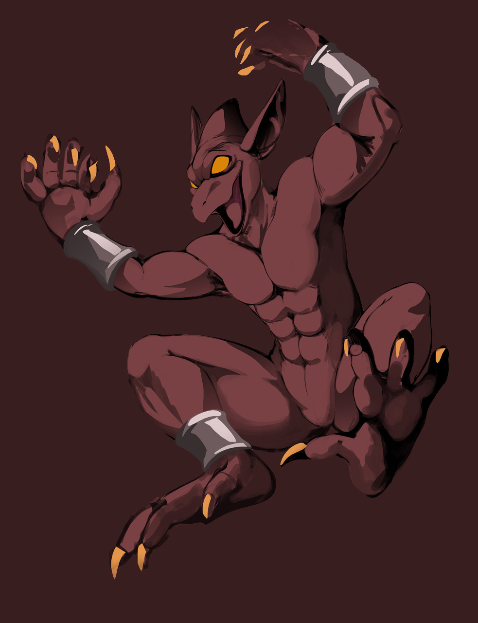 abs anklet bracelet capcom demon demon's_crest empty_eyes featureless_chest featureless_crotch firebrand gargoyle gargoyle's_quest hi_res humanoid_pointy_ears jewelry male nude pecs red_arremer red_body shiuk solo