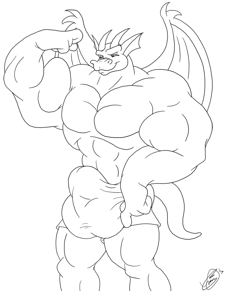 2009 abs anthro big_biceps big_bulge big_pecs bulge clothed clothing dragon ear_fins fin flexing_bicep horn juano line_art looking_at_self male membrane_(anatomy) membranous_wings monochrome muscular muscular_anthro muscular_male pecs redsaber_(character) scalie tail underwear underwear_only western_dragon wings