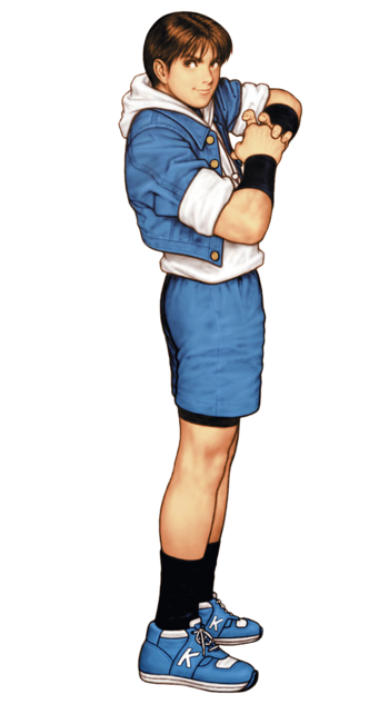 black_wristband blue_footwear blue_pants jacket looking_at_viewer mori_toshiaki official_art open_clothes pants shirt sie_kensou solo standing the_king_of_fighters the_king_of_fighters_2000 transparent_background