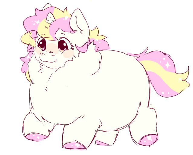 2023 blonde_mane blush colored_sketch digital_drawing_(artwork) digital_media_(artwork) eyebrows female_(lore) feral flat_colors fluffy_pony fluffy_pony_(species) full-length_portrait fur hooves lizzyhp mammal mane overweight overweight_feral pink_blush pink_hooves pink_mane pink_tail portrait sketch smile sparkle_(lizzyhp) sparkly_hooves sparkly_mane sparkly_tail tail two_tone_tail unguligrade walking white_body white_fur white_mane yellow_tail