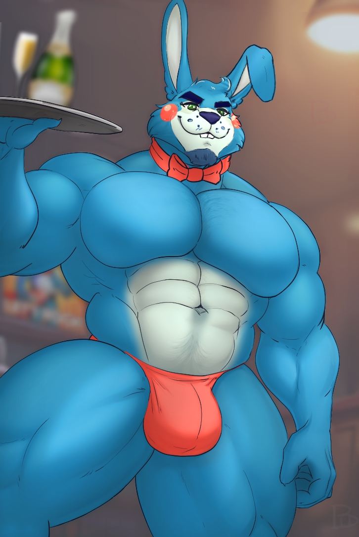 2024 abs anthro barazoku biceps big_bulge blue_body blue_fur bow_tie buckteeth bulge cafeaubandage clothed clothing fingers five_nights_at_freddy's five_nights_at_freddy's_2 fur green_eyes huge_thighs inside lagomorph leporid long_ears looking_at_viewer male mammal multicolored_body multicolored_fur muscular muscular_anthro muscular_male muscular_thighs pecs rabbit red_clothing red_underwear scottgames smile solo teeth thick_thighs toy_bonnie_(fnaf) two_tone_body two_tone_fur underwear underwear_only