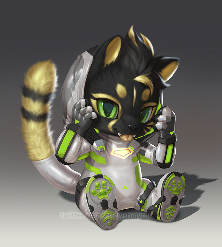 2024 3_fingers anthro biped black_body black_fur chibi clothing felid fingers footwear fur green_eyes hood looking_at_viewer male mammal pantherine shoes silverfox5213 sitting sitting_on_ground solo tiger tongue tongue_out yellow_body yellow_fur