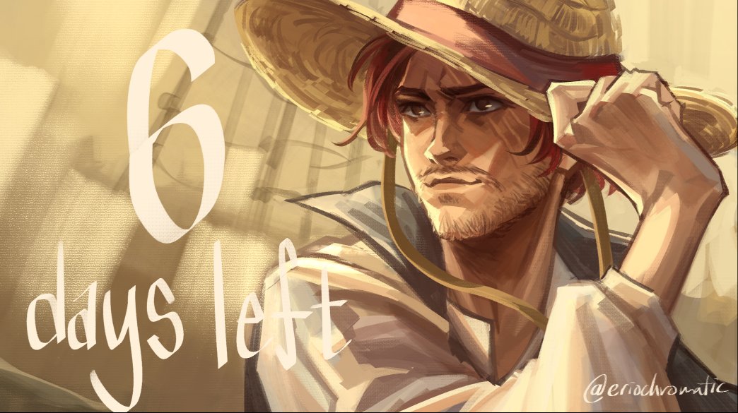 1boy artist_name closed_mouth commentary english_commentary english_text eriochromatic facial_hair hat male_focus one_piece one_piece_(live_action) red_hair scar scar_across_eye scar_on_face shanks_(one_piece) short_hair solo straw_hat