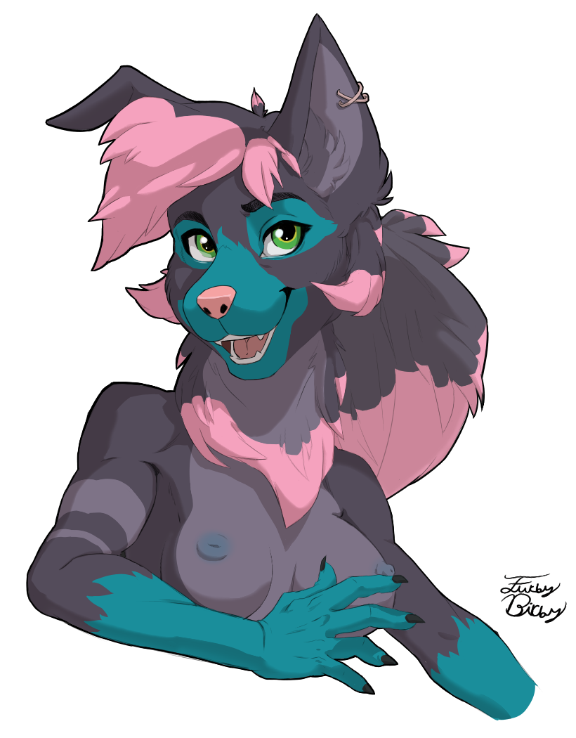 alpha_channel anthro breasts canid canine canis casual_nudity female furby_birby headshot headshot_portrait mammal nipples nix nude portrait simple_background smile solo transparent_background wolf