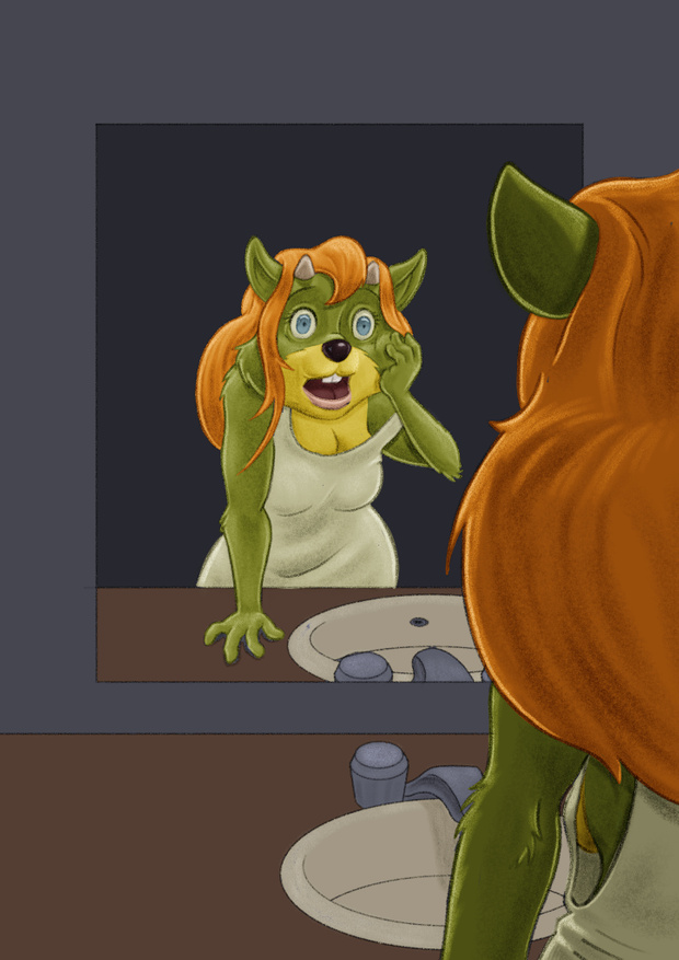 amberley anthro female fur green_body green_fur hair male male/female red_hair tf_into_fictional_character tfancred the_dreamstone transformation