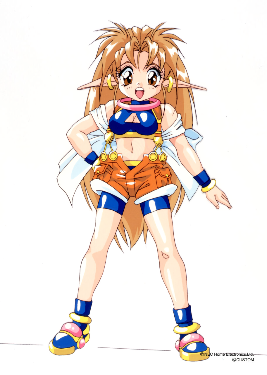 1990s_(style) 1girl chip-chan_kick! copyright copyright_name full_body highres official_art simple_background solo standing white_background yanagi_hirohiko