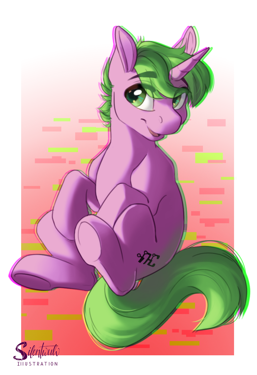 2020 cutie_mark digital_media_(artwork) equid equine fan_character feral green_eyes green_hair hair hi_res horn male mammal my_little_pony silentwulv solo unicorn