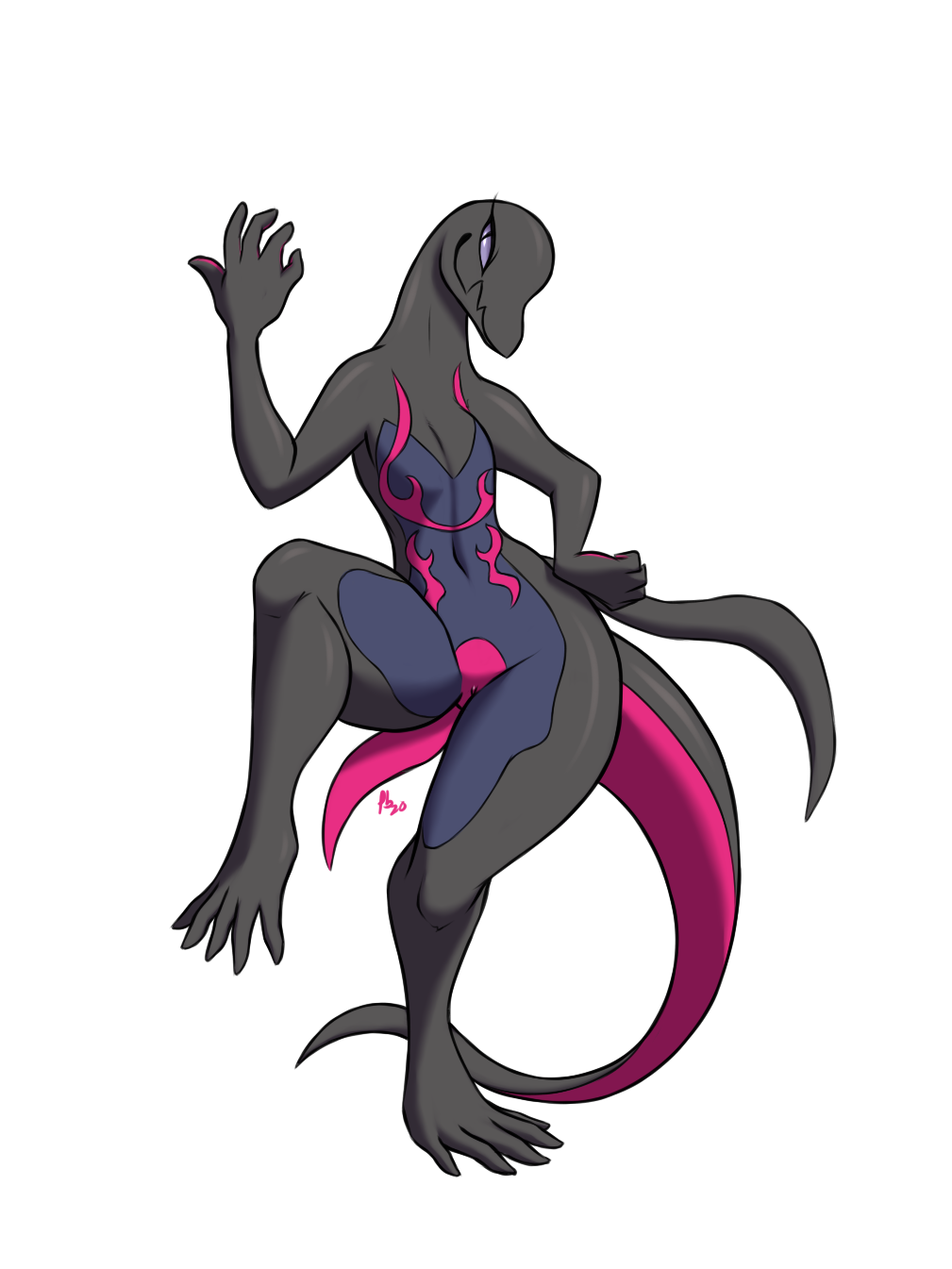 2020 5_fingers alpha_channel anthro female fingers furball genitals hi_res multicolored_body nintendo nude pink_body pink_tail pok&eacute;mon pok&eacute;mon_(species) pussy salazzle solo video_games wide_hips