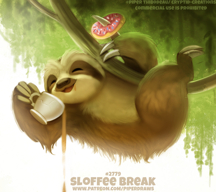 ambiguous_gender beverage brown_body brown_fur claws coffee coffee_cup cryptid-creations doughnut english_text eyes_closed feral food frosting fur humor mammal open_mouth pilosan pouring pun simple_background sloth solo sprinkles tan_body tan_fur text three-toed_sloth tree url visual_pun white_background xenarthran