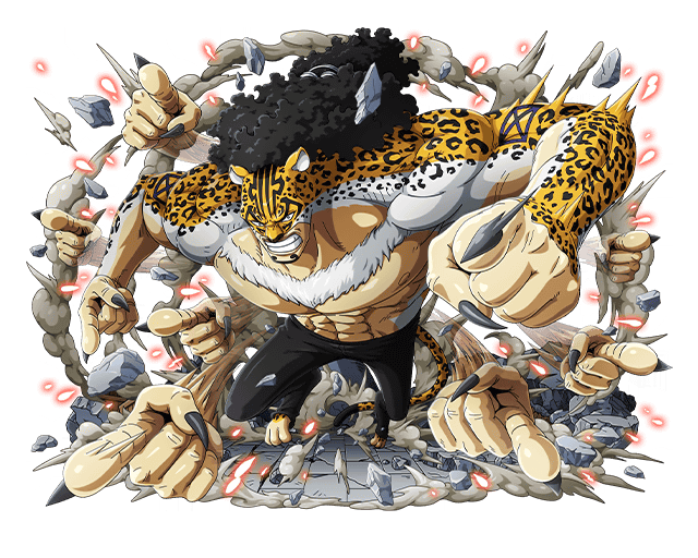 2018 abs alpha_channel anthro attack black_clothing black_hair bodskih bottomwear claws clothing dust felid fur hair leopard male mammal one_piece pantherine pants rob_lucci_(one_piece) solo yellow_body yellow_fur