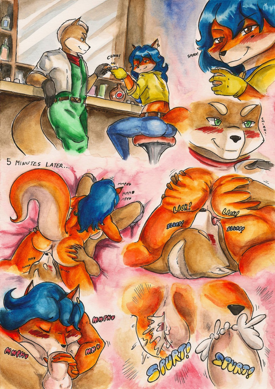 69_position anthro balls blue_hair blush bodily_fluids breasts butt canid canine canis carmelita_fox clothed clothing comic crossover cum cum_in_mouth cum_inside cunnilingus duo ear_piercing ejaculation erection fellatio female fox fox_mccloud fur genital_fluids genitals green_eyes hair hi_res male male/female mammal nintendo nude oral penile penis piercing pussy pussy_ejaculation pussy_juice sex sly_cooper_(series) smile sony_corporation sony_interactive_entertainment souleatersaku90 star_fox sucker_punch_productions vaginal video_games