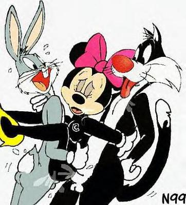 bugs_bunny disney minnie_mouse sylvester warner_brothers