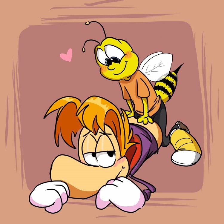 anal anthro arthropod ass_up bee blush buzz_the_bee cheerios clothed clothed/nude clothing digital_media_(artwork) duo general_mills half_lidded_eyes holding_butt honey_nut_cheerios hymenopteran insect kneeling looking_back lying male male/male male_penetrated male_penetrating male_penetrating_male mascot muffinlewds nude on_front penetration rayman rayman_(series) sketch smile ubisoft video_games