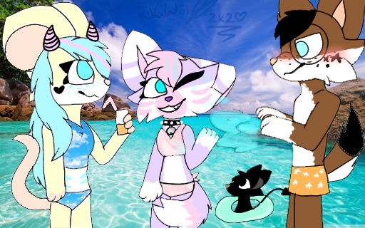 16:10 anonymous_artist anthro ashly bikini bikinis canid canine chill clothing demon felid feline female fox girls_in_bikini group holidays jasper lazy_artist leo lynx male male/female mammal mouse murid murine pastel riki rodent summer swimwear tagme widescreen