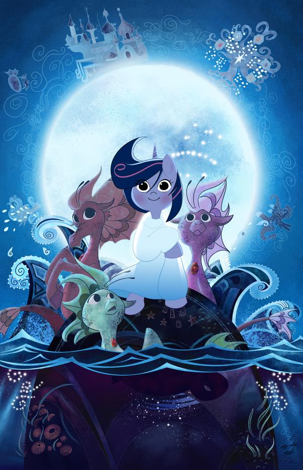 2015 better_version_at_source bunnimation cartoon_saloon castle crossover equid equine female feral fish friendship_is_magic group hasbro horn looking_at_viewer male mammal marine moon movie_poster my_little_pony night parody sea seahorse selkie song_of_the_sea star syngnathid syngnathiform twilight_sparkle_(mlp) unicorn water