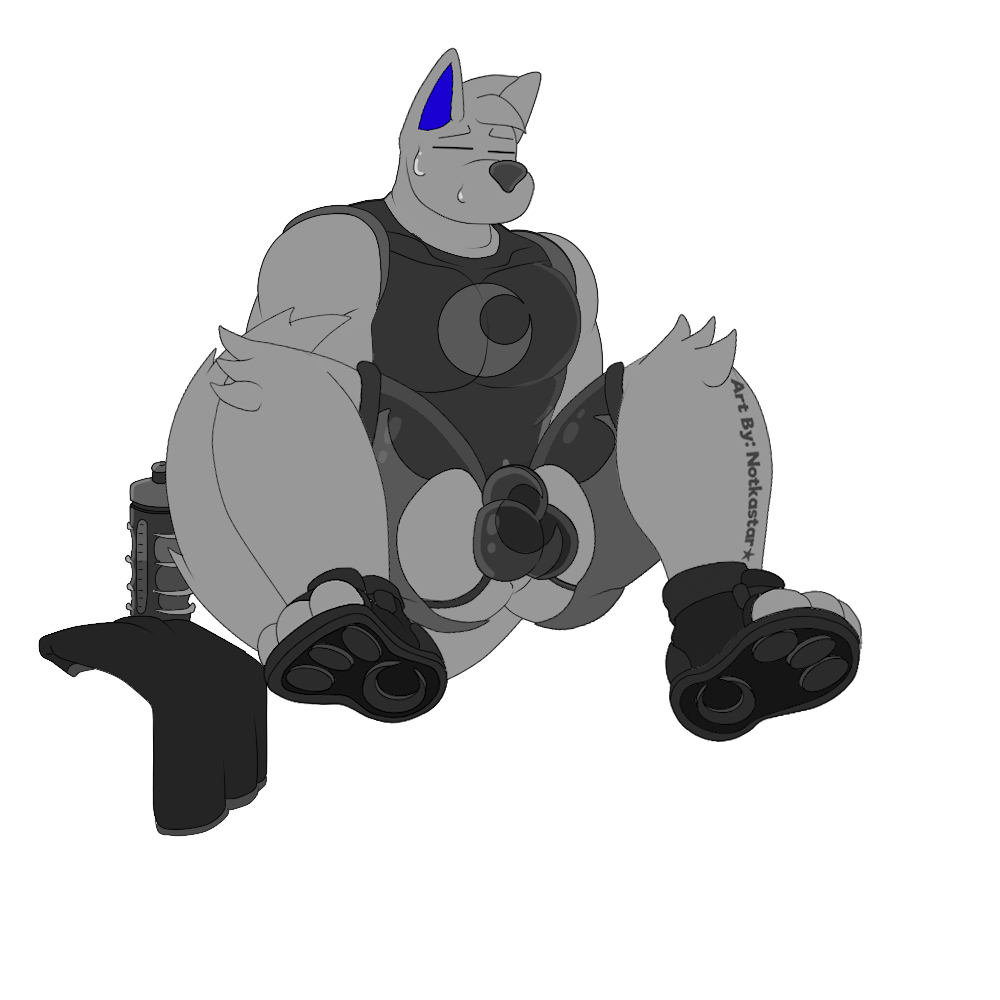 1:1 alpha_channel animated animated_png anthro bodily_fluids breath bulge butt canid canine canis chaps clothed clothing exhausted footwear fur furgonomics hair jockstrap male mammal moon muscular notkastar panting shoes short_playtime signature simple_background sitting solo spread_legs spreading sweat tailwag towel tuft underwear wagging water_bottle wolf zatch_(character)