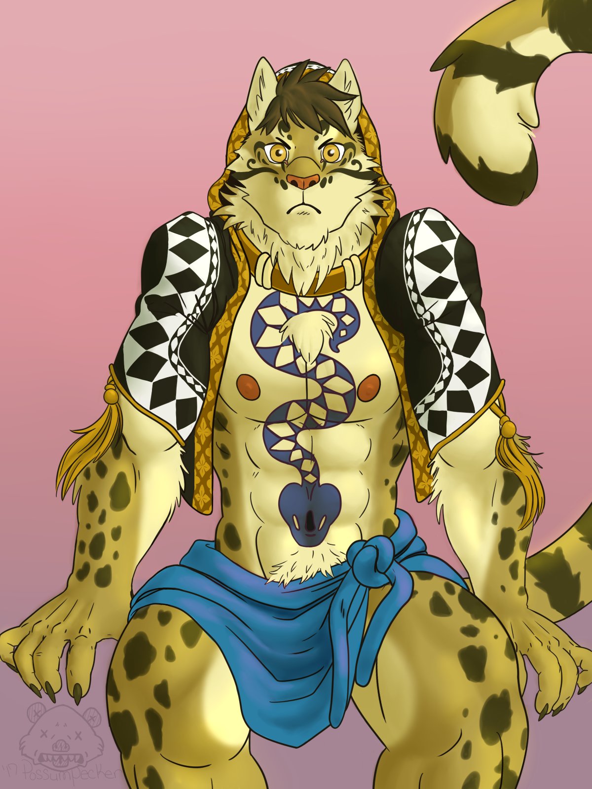 2017 3:4 felid hi_res leopard likulau male mammal nekojishi pantherine possumpecker signature sitting solo