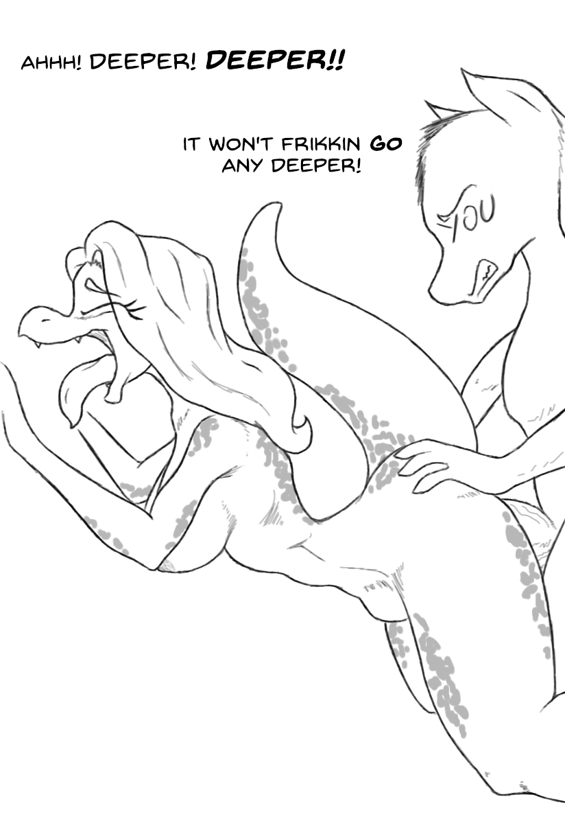 anthro breasts duo faceless_male female from_behind_position hair hi_res lizard male male/female monochrome nude reptile sarcolopter scalie sex simple_background text tongue white_background
