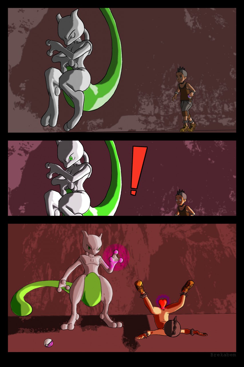 ambiguous_gender anthro ballbusting balls biped bottomwear brekabem cargo_shorts clothed clothing cock_and_ball_torture comic digital_media_(artwork) domination duo footwear genital_torture genitals hair hi_res human interspecies legendary_pok&eacute;mon magic male mammal mewtwo mohawk_(hairstyle) nintendo pain penis pok&eacute;mon pok&eacute;mon_(species) pok&eacute;mon_move pok&eacute;philia psychic_powers rahim_(brekabem) red_balls shiny_pok&eacute;mon shirt shoes shorts submissive submissive_male tank_top topwear torture video_games