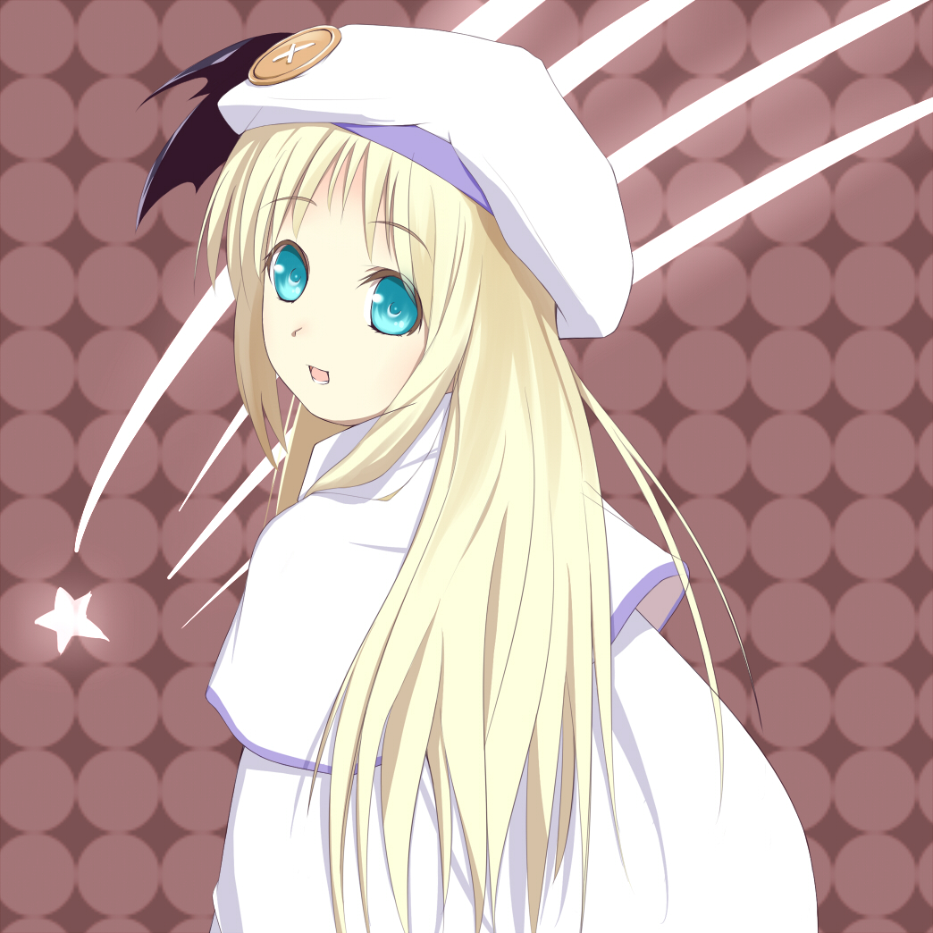 blonde_hair blue_eyes cape fiber hat little_busters! long_hair looking_back noumi_kudryavka solo
