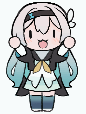 1girl animated animated_gif arms_up black_hairband black_jacket blue_thighhighs chibi cropped_jacket dress firefly_(honkai:_star_rail) hairband happy hertas_spinning_to_piranha_plants_on_parade_(meme) honkai:_star_rail honkai_(series) jacket long_sleeves lowres meme open_mouth qingqingxiaoo short_sleeves simple_background smile solo spinning thighhighs white_background white_dress white_hair