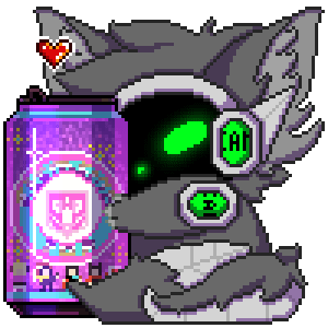 activision animated anthro beverage beverage_can biped c.a.m. call_of_duty call_of_duty:_black_ops_cold_war canid canine canis cod_zombies container cybernetics digital_drawing_(artwork) digital_media_(artwork) digitigrade elemental_pop embrace fluffy fluffy_tail fur glowing glowing_body glowing_eyes green_body green_eyes green_glow grey_body grey_fur grey_hair grey_tail hair heart_reaction heart_symbol holding_beverage holding_object hug hugging_object jackal likara love low_res machine male mammal military no_sound perk_a_cola pixel_(artwork) pixel_animation protogen protogen_armor protogen_face protogen_visor protogenized robotic screen screen_face solo special_forces tail tuft yuri_chacal